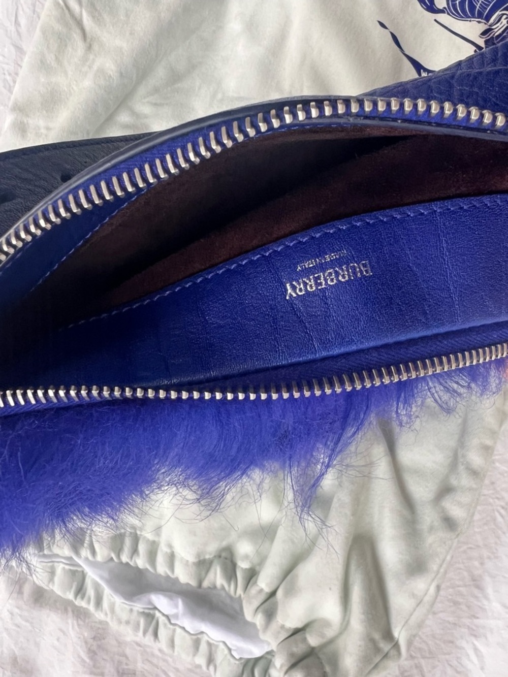 Burberry Royal Blue Faux Fur Crossbody Bag - Picture 4 of 6